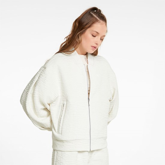 Dámské Bundy Puma Snow Tiger Jacquard Bomber Bílé | 605WDBMYK