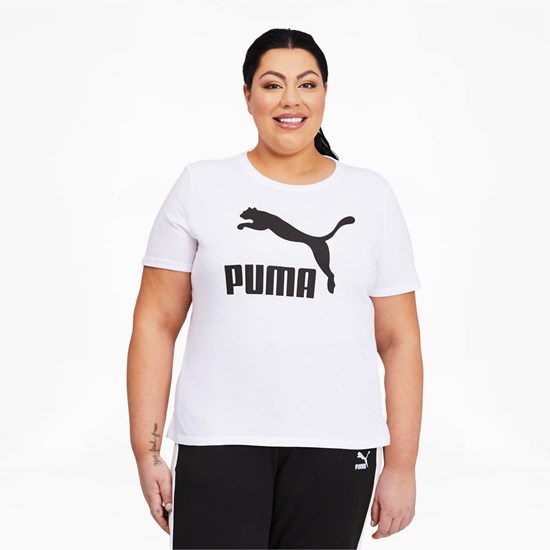 Dámské Běžecké Tričko Puma Classics Logo PL Bílé | 721XHKOTJ