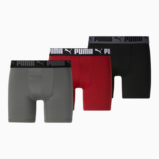 Pánské Briefs Puma Atletické Boxerské Briefs [3 Pack] Červené Šedé | 475906-SMU