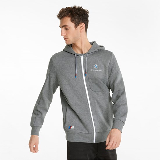 Pánské Bundy Puma BMW M Motorsport S Kapucí Sweat Medium Gray Heather | 168730-WVL