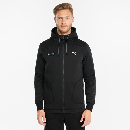 Pánské Bundy Puma Mercedes F1 S Kapucí Sweat Černé | 247109-YBD