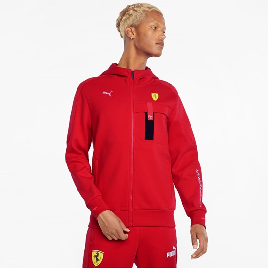 Pánské Bundy Puma Scuderia Ferrari Race S Kapucí Sweat Rosso Corsa | 126354-QMK