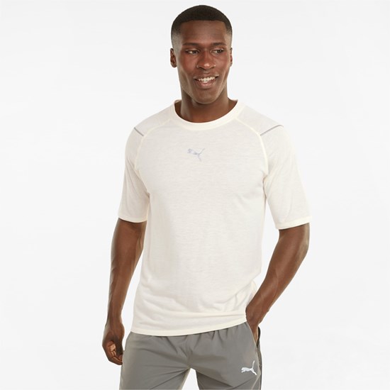 Pánské Běžecké Tričko Puma Wool Krátké Sleeve Ivory Glow Heather | 495YXMTSF