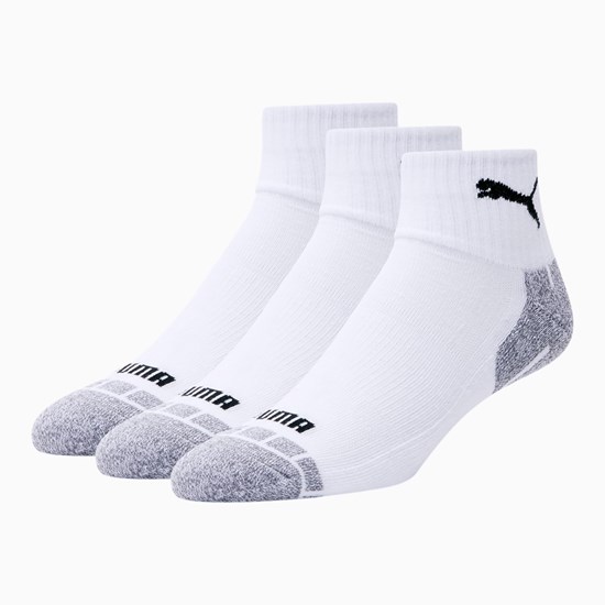 Pánské Ponožky Puma Quarter Crew Cat [3 Pack] Bílé Černé | RHSIY4638