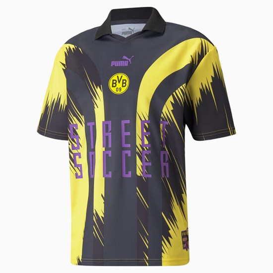 Pánské Tričko Puma BVB Street Soccer Soccer Černé Žluté | 015PZAHYG
